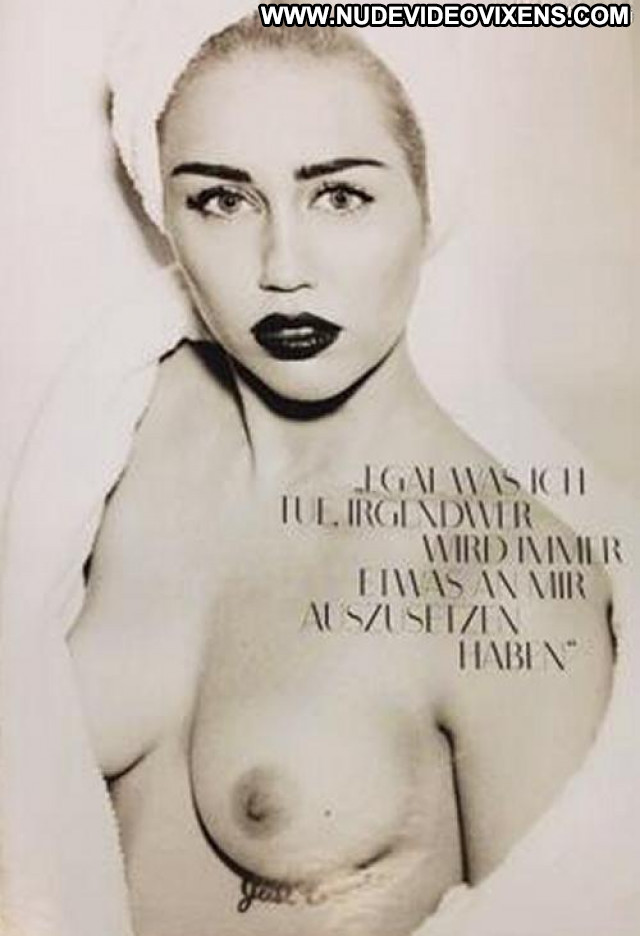 Miley Cyrus Vogue Germany Topless Breasts Smile Beautiful Braless Bra