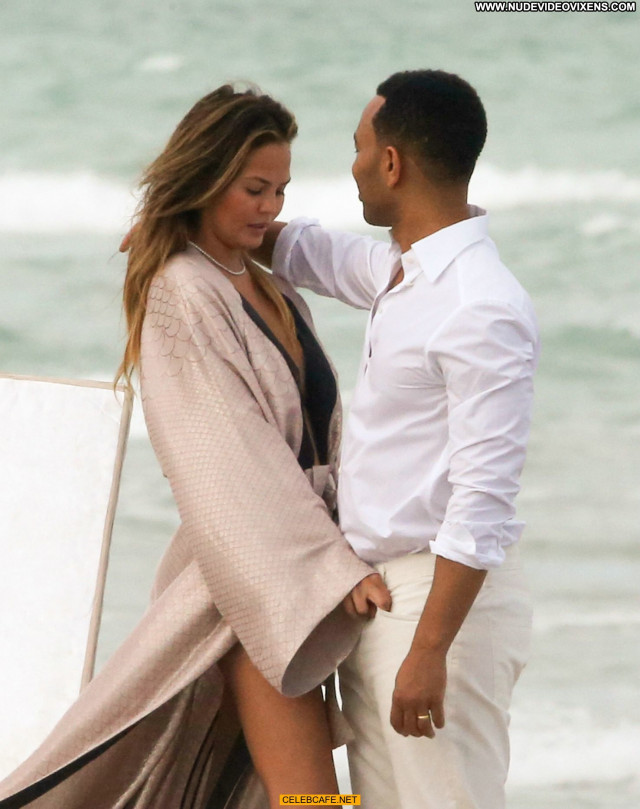 Chrissy Teigen Miami Beach  Beach Celebrity Photoshoot Beautiful Babe