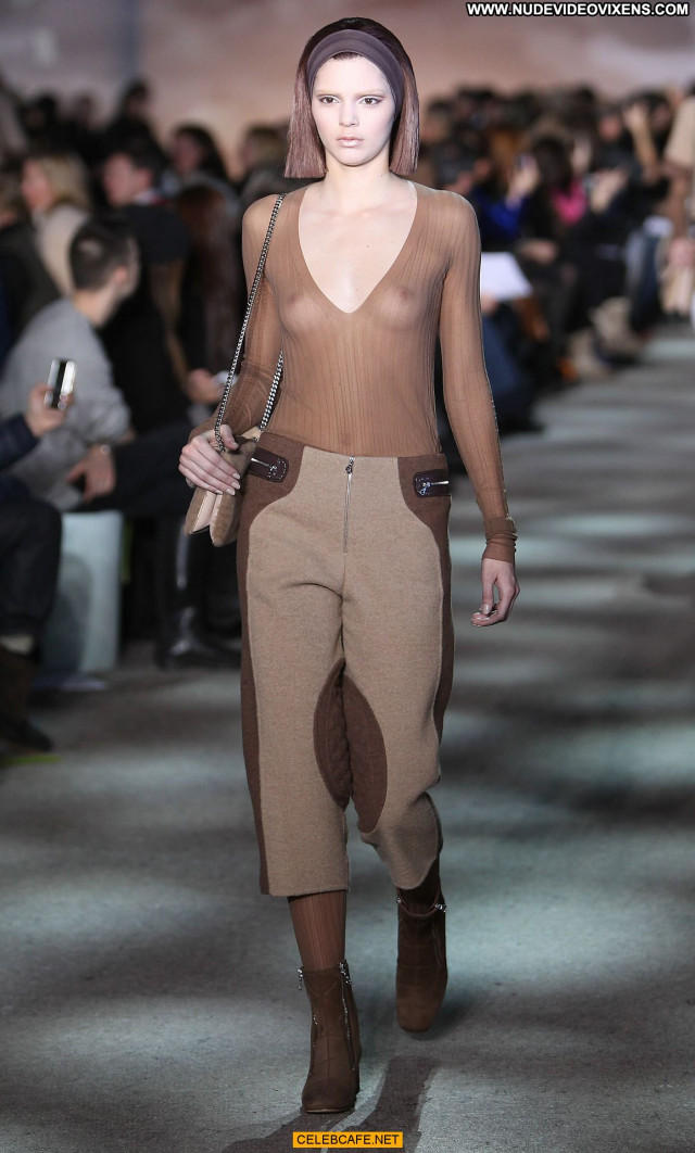 Kendall Jenner Fashion Show Posing Hot Beautiful See Through Fashion