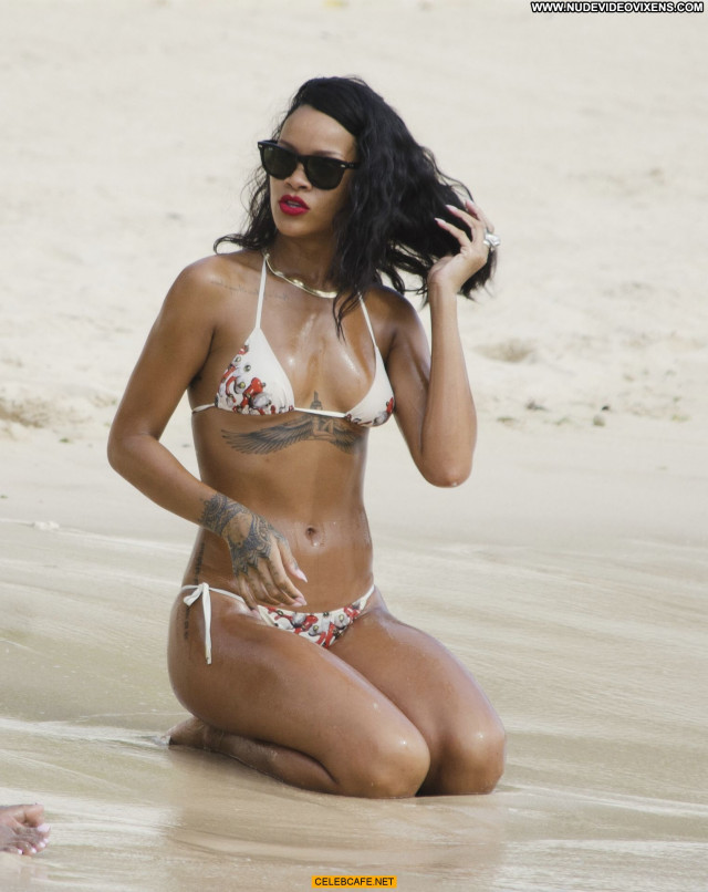 Rihanna Photo Shoot Bar Beach Barbados Posing Hot Celebrity Photo